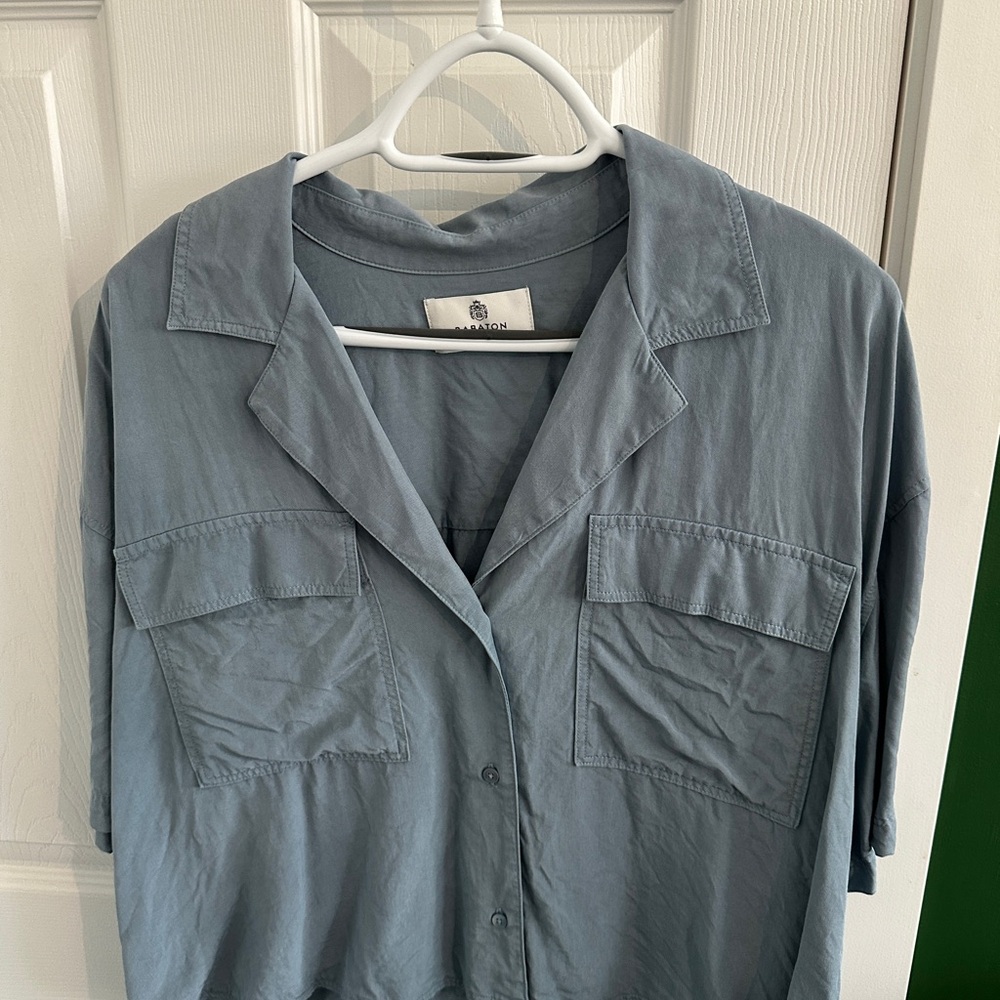 Babaton Cropped Light Blue Shirt